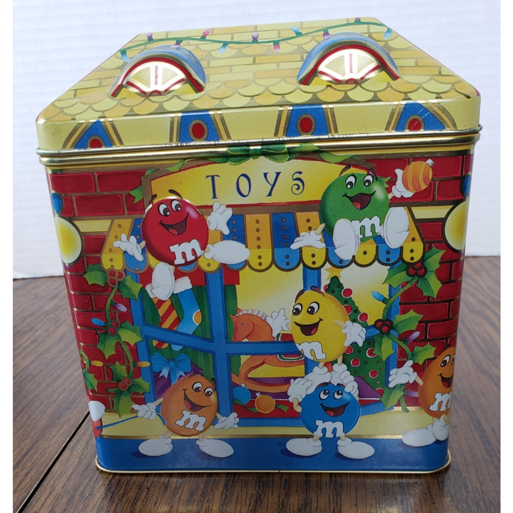 M&M's Candy Christmas Village Series #3 "Toy Shop" Tin Canister 1996